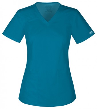 Zdravotnícke oblečenie - Dámska blúza s V-výstrihom - karibská modrá