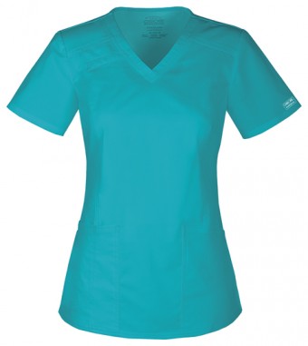 Zdravotnícke oblečenie - Dámska blúza s V-výstrihom - modrozelená