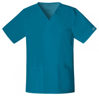 Zdravotnícke oblečenie - Pánska/ unisex blúza V výstrih - karibská modrá