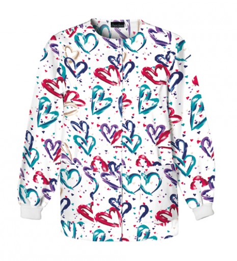 Zdravotnícke oblečenie - Dámska blúza s dlhým rukávom na zapínanie s potlačou 