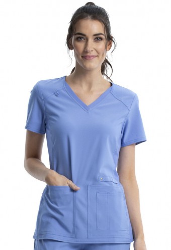 Zdravotnícke oblečenie - Dámska blúza s bočným úpletom - nebeská modrá