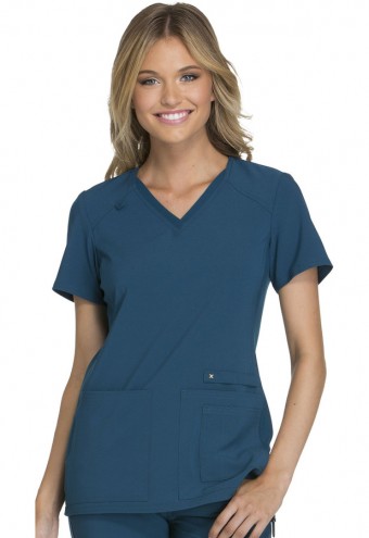 Zdravotnícke oblečenie - Dámska blúza s bočným úpletom - karibská modrá